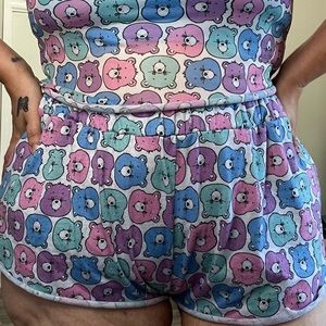Dolls Kill x CareBears Pajama Shorts with Lettuce Trim
